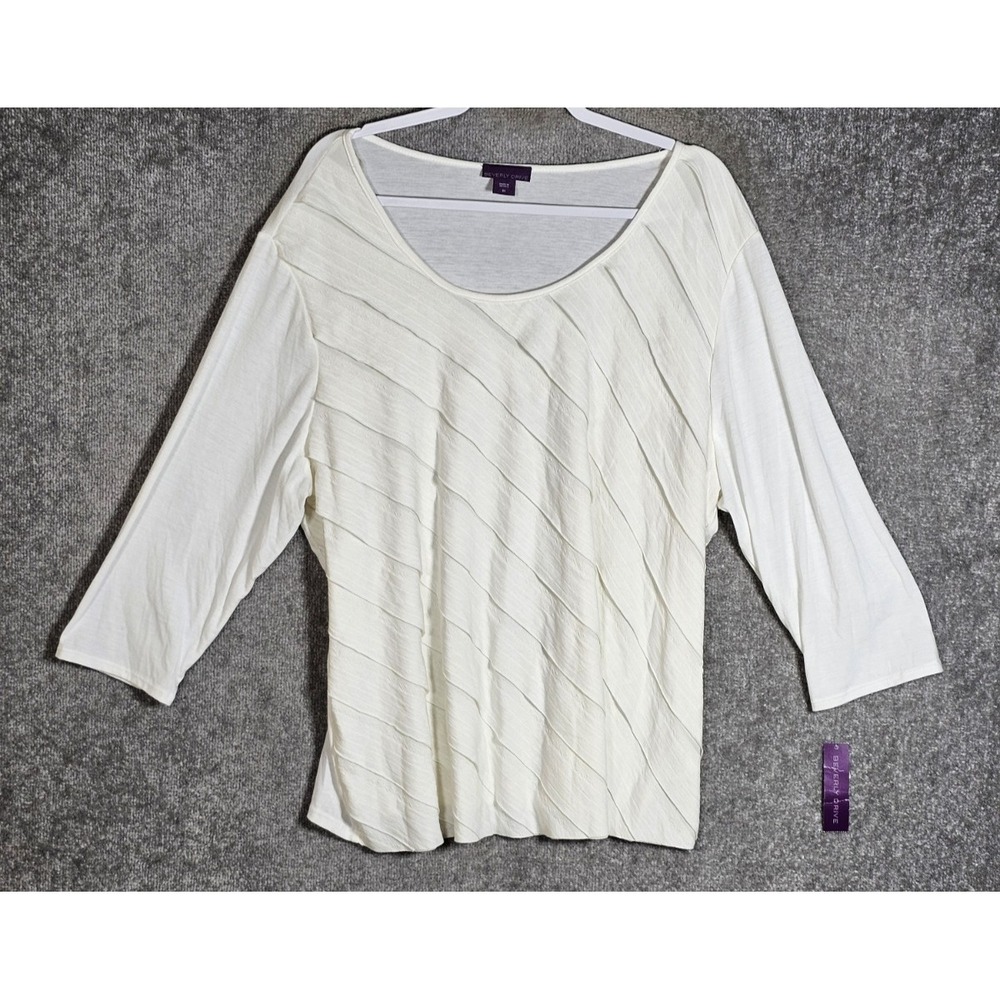 Beverly Drive Tiered Ruffle Top Womens Sz 3X Stretch 3/4 Sleeve Scoop Neck New